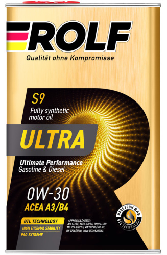 ROLF Ultra 0W-30 A3/B4 SL/CF 4л металл